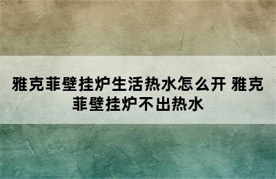 雅克菲壁挂炉生活热水怎么开 雅克菲壁挂炉不出热水